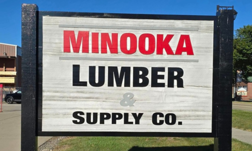 Minooka Lumber & Supply Co. store sign.
