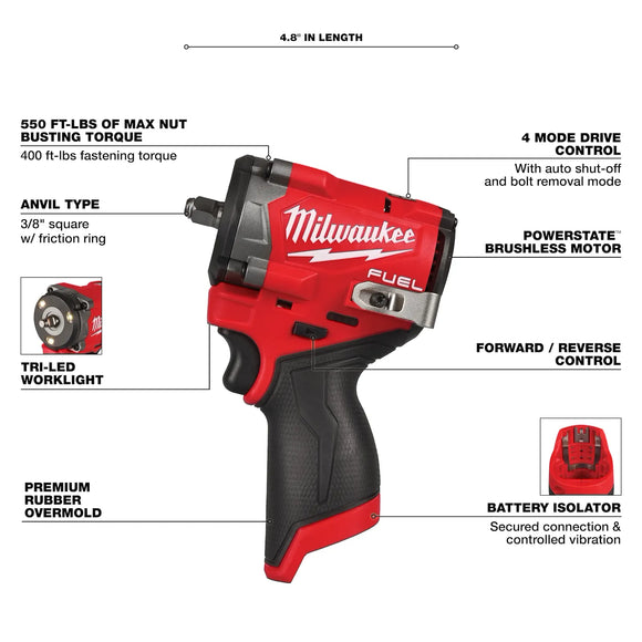 Milwaukee M12 FUEL™ Stubby 3/8