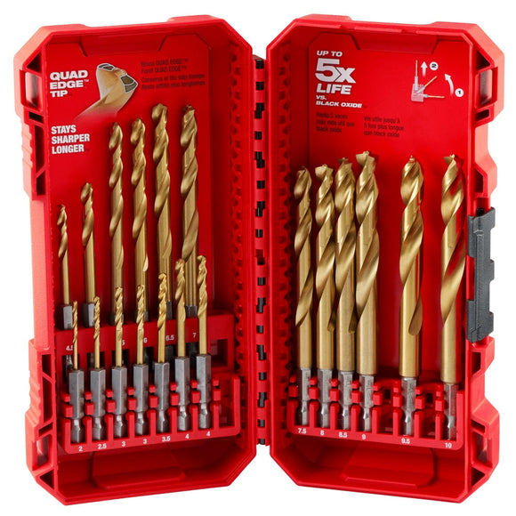 SHOCKWAVE Impact Duty™ RED HELIX™ Titanium Metric Drill Bit  Set – 19PC