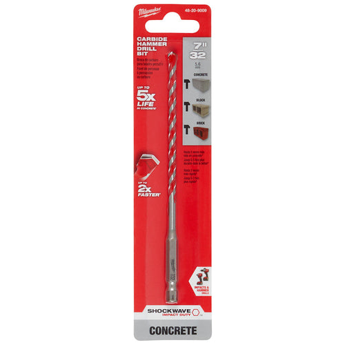 7/32 in. x 4 in. x 6 in. SHOCKWAVE™ Carbide Hammer Drill Bit