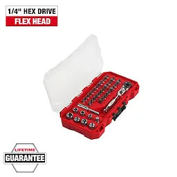 Milwaukee 44pc. 1/4” Hex Drive Mini Flex Head Ratchet & Bit Set