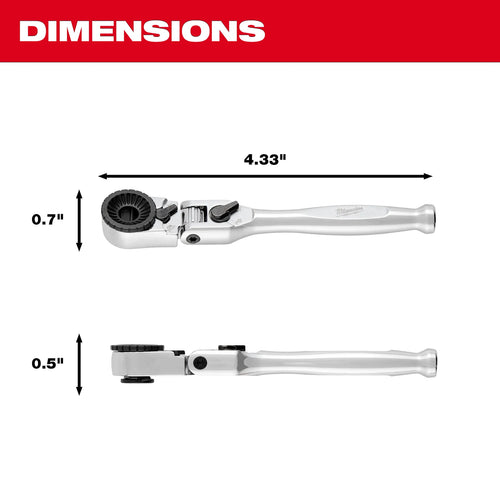 Milwaukee 44pc. 1/4” Hex Drive Mini Flex Head Ratchet & Bit Set