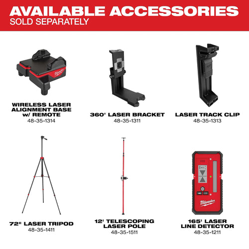 Milwaukee 3642-21 M12™ Green 360° 3-Plane Laser w/Automatic Alignment & Receiver