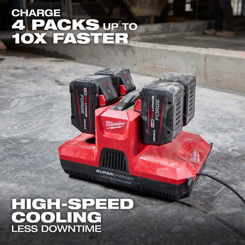 Milwaukee M18™ & M12™ Four Bay Simultaneous Super Charger w/ PACKOUT™ Compatibility