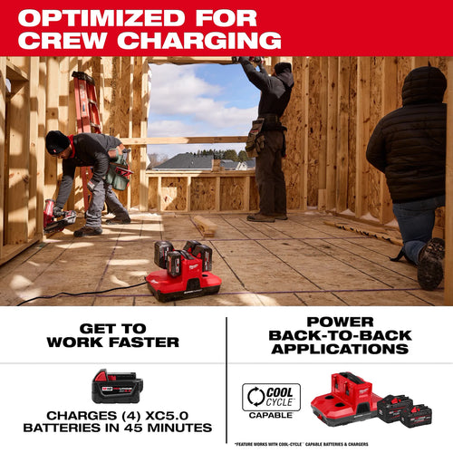 Milwaukee M18™ & M12™ Four Bay Simultaneous Super Charger w/ PACKOUT™ Compatibility